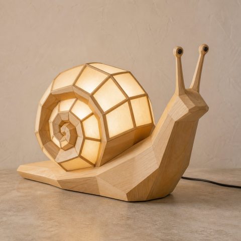 10 Light Yellow Wood Snail Lamp Ideas with Spiral Shells