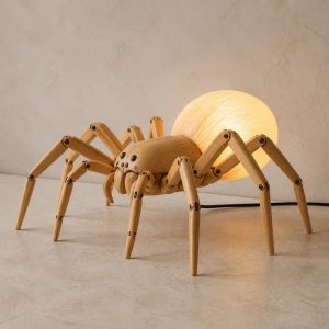 10 Light Yellow Wood Spider Lamp Ideas with Eight-Leg Frames