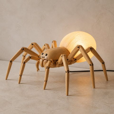 10 Light Yellow Wood Spider Lamp Ideas with Eight-Leg Frames