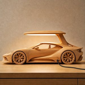 10 Light Yellow Wood Sports Car Lamp Ideas with Aerodynamic Forms