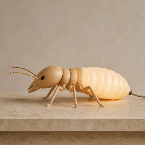 10 Light Yellow Wood Termite Lamp Ideas with Bead-Like Bodies