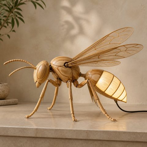 10 Light Yellow Wood Wasp Lamp Ideas with Narrow-Waist Forms