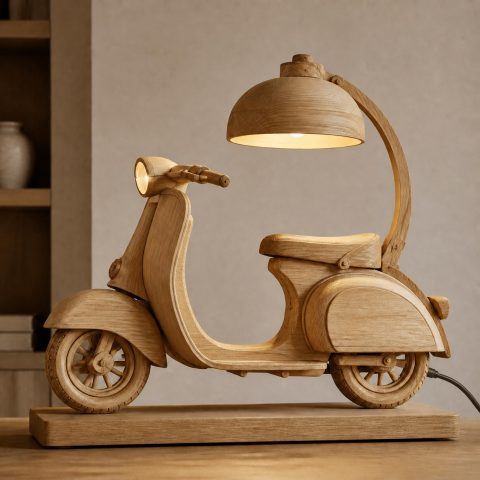 10 Light Yellow Wood Scooter Lamp Ideas with Rounded Panels