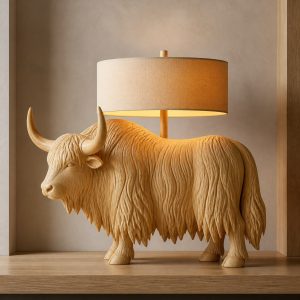 10 Light Yellow Wood Yak Lamp Ideas with Shaggy Coats
