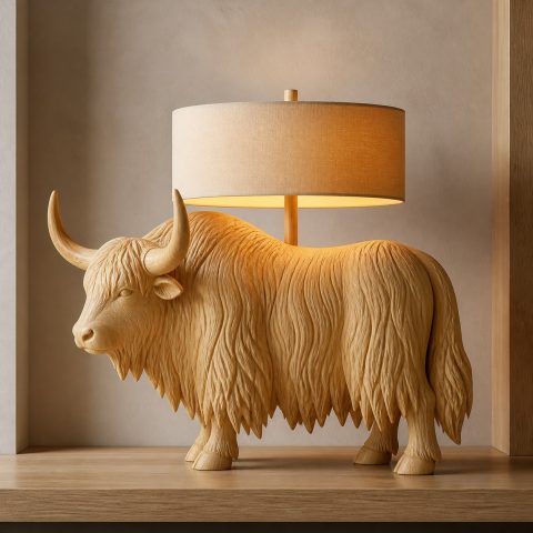 10 Light Yellow Wood Yak Lamp Ideas with Shaggy Coats
