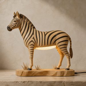 10 Light Yellow Wood Zebra Lamp Ideas with Inlaid Stripes