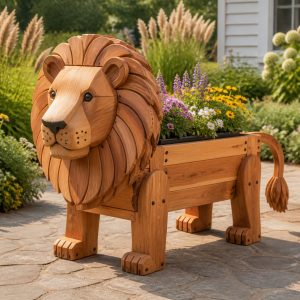 10 Lion-Shaped Wooden Planter Ideas for Bold Gardens