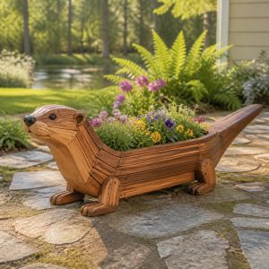 10 Otter-Shaped Wooden Planter Ideas for Pond Gardens