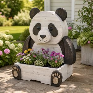 10 Panda-Shaped Wooden Planter Ideas for Small Gardens