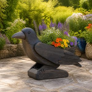 10 Raven-Shaped Wooden Planter Ideas for Woodland Patios