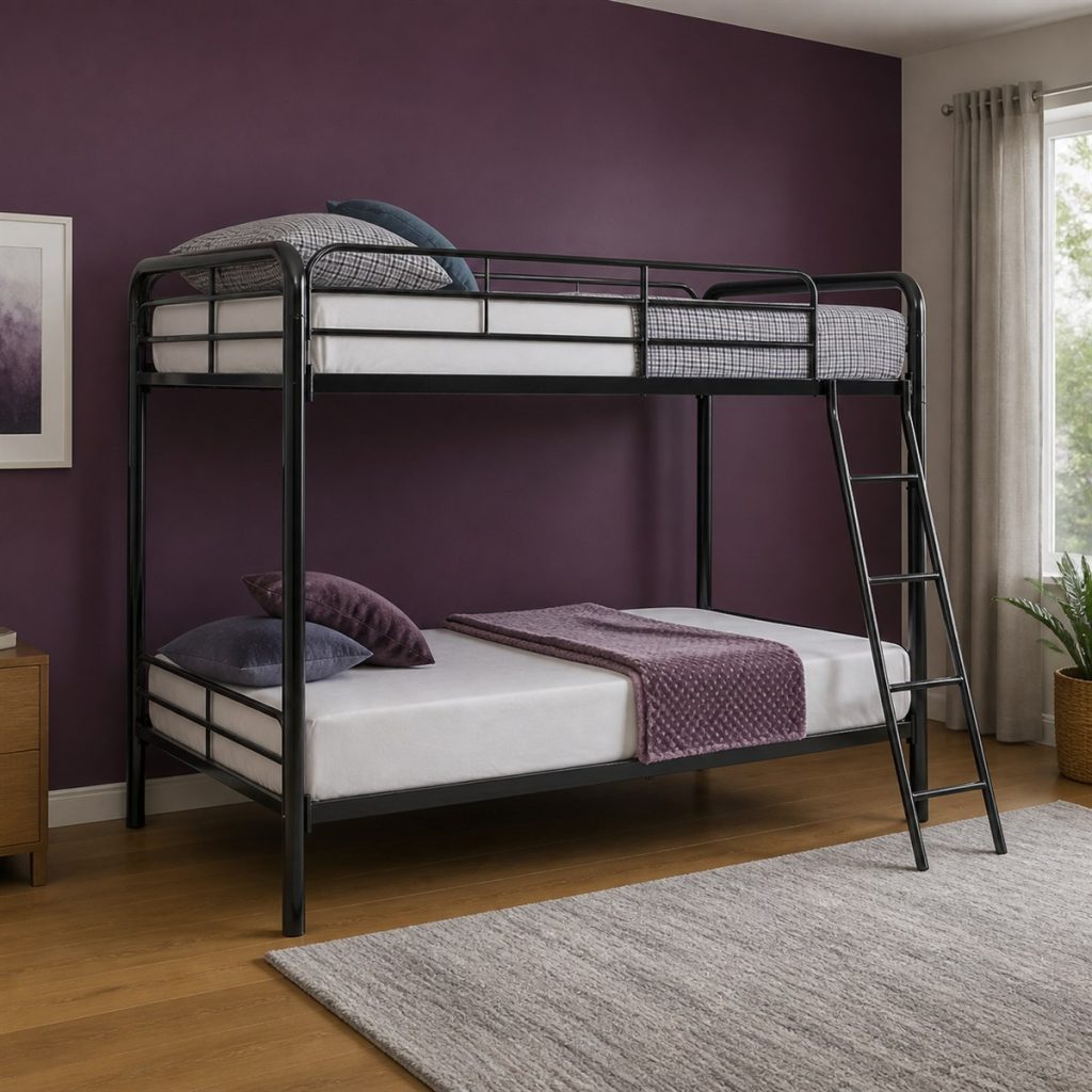 Charcoal Bunk with Integrated End Ladder shown as a square photorealistic bunk bed ladder and slide room visualization