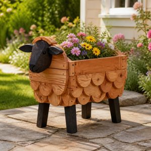 10 Sheep-Shaped Wooden Planter Ideas for Cottage Gardens