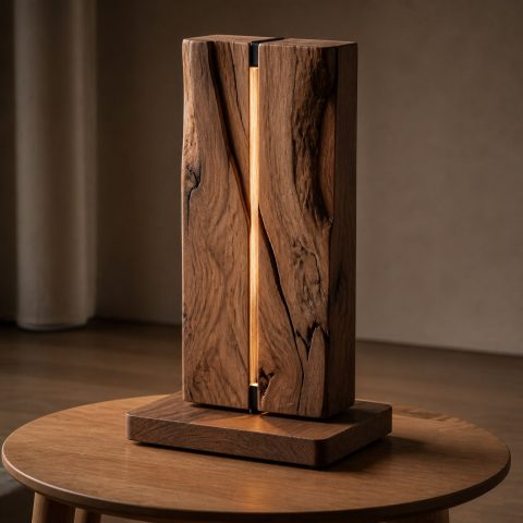 10 Split Wood Lamp Ideas with Warm Light Seams