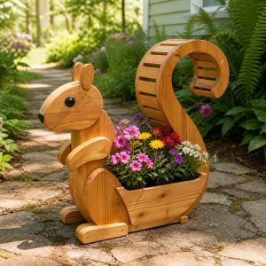 10 Squirrel-Shaped Wooden Planter Ideas for Garden Corners