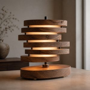 10 Stacked Wood Slice Lamp Ideas with Layered Grain
