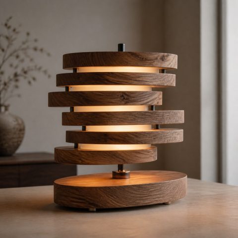 10 Stacked Wood Slice Lamp Ideas with Layered Grain