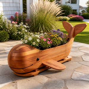 10 Whale-Shaped Wooden Planter Ideas for Coastal Gardens