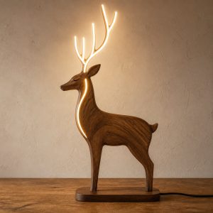 10 Wooden Deer Lamp Ideas with Branching Antlers