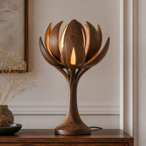 10 Wooden Flower Lamp Ideas with Warm Petal Light