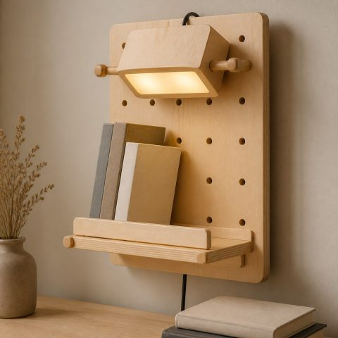10 Wooden Pegboard Lamp Ideas with Movable Modules