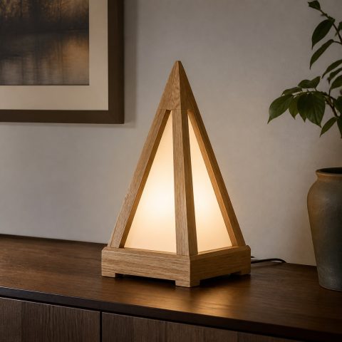 10 Wooden Pyramid Lamp Ideas with Layered Geometry