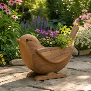 10 Wren-Shaped Wooden Planter Ideas for Garden Corners